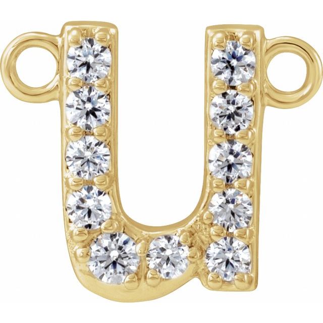 14K Yellow 1/10 CTW Lab-Grown Diamond Initial U Necklace Center