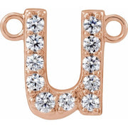 14K Rose 1/10 CTW Lab-Grown Diamond Initial U Necklace Center