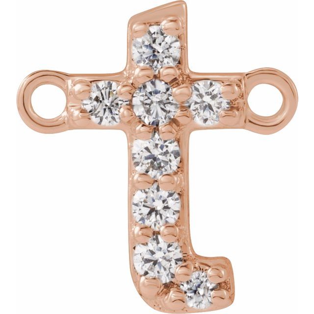 14K Rose 1/10 CTW Lab-Grown Diamond Initial T Necklace Center