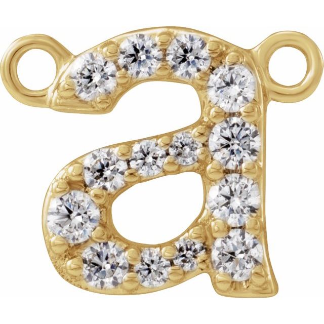 14K Yellow 1/8 CTW Lab-Grown Diamond Initial A Necklace Center