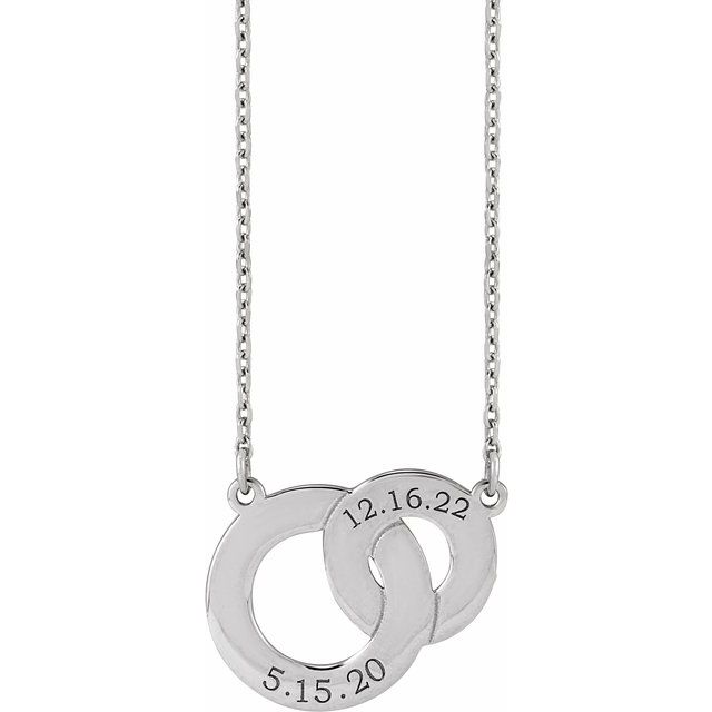 Sterling Silver Engravable Interlocking Circles 18' Necklace