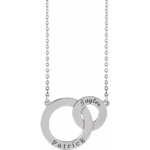 Sterling Silver Engravable Interlocking Circles 18' Necklace
