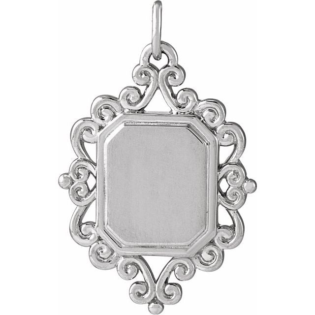 Sterling Silver Engravable Scroll Pendant