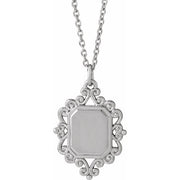 Sterling Silver Engravable Scroll 16-18' Necklace