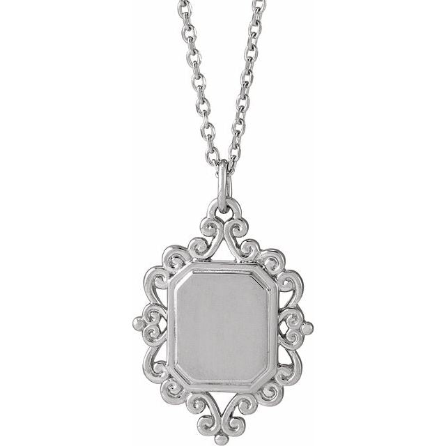 Sterling Silver Engravable Scroll 16-18' Necklace