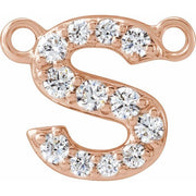 14K Rose 1/10 CTW Lab-Grown Diamond Initial S Necklace Center