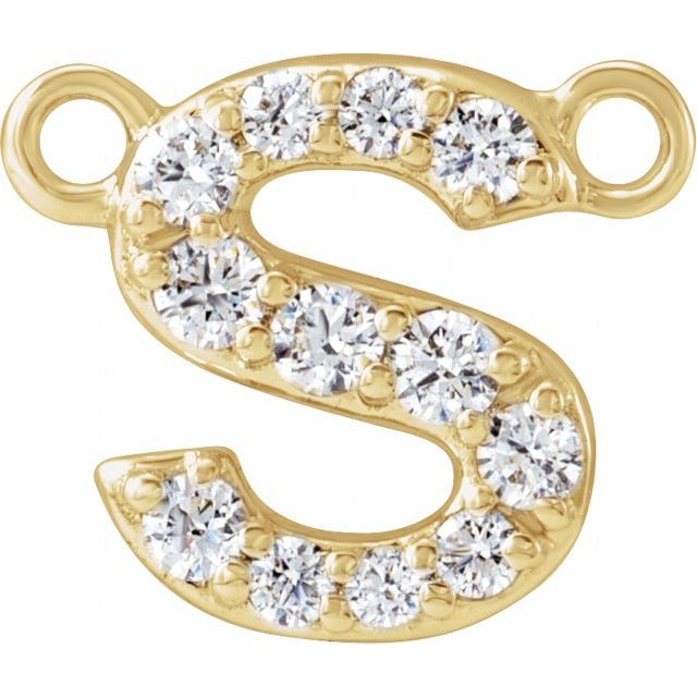 14K Yellow 1/10 CTW Lab-Grown Diamond Initial S Necklace Center