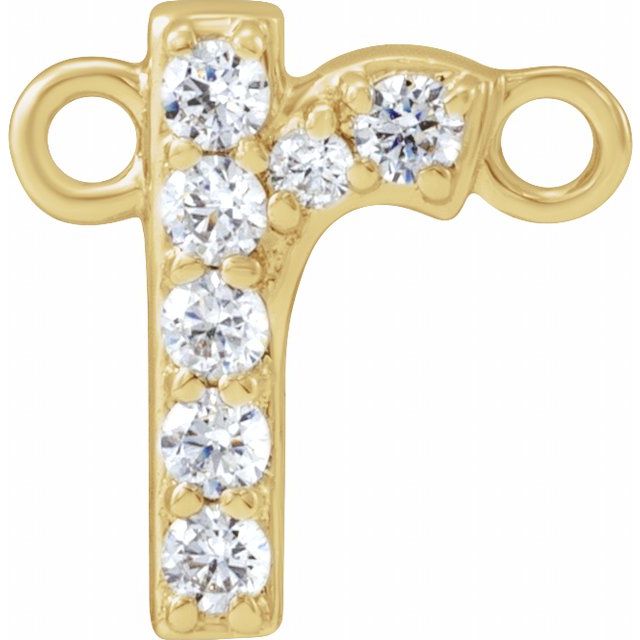14K Yellow .07 CTW Lab-Grown Diamond Initial R Necklace Center