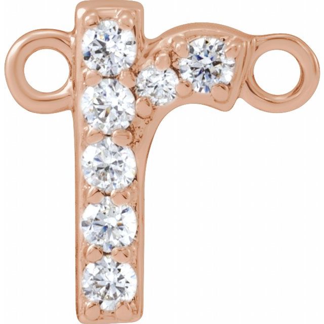 14K Rose .07 CTW Lab-Grown Diamond Initial R Necklace Center