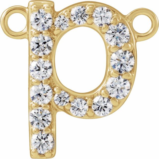 14K Yellow 1/8 CTW Lab-Grown Diamond Initial P Necklace Center
