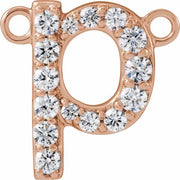 14K Rose 1/8 CTW Lab-Grown Diamond Initial P Necklace Center