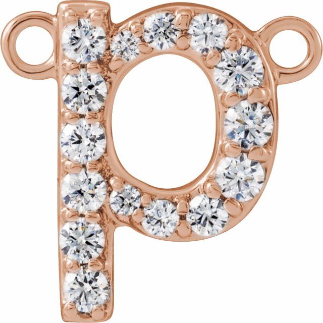 14K Rose 1/8 CTW Lab-Grown Diamond Initial P Necklace Center