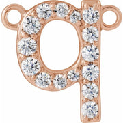14K Rose 1/8 CTW Lab-Grown Diamond Initial Q Necklace Center