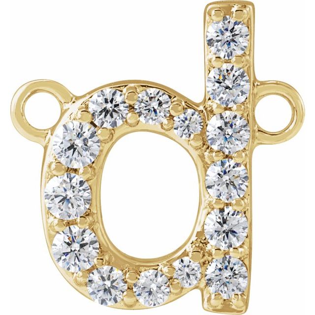 14K Yellow 1/8 CTW Lab-Grown Diamond Initial D Necklace Center