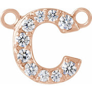 14K Rose 1/10 CTW Lab-Grown Diamond Initial C Necklace Center