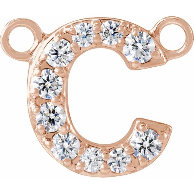 14K Rose 1/10 CTW Lab-Grown Diamond Initial C Necklace Center