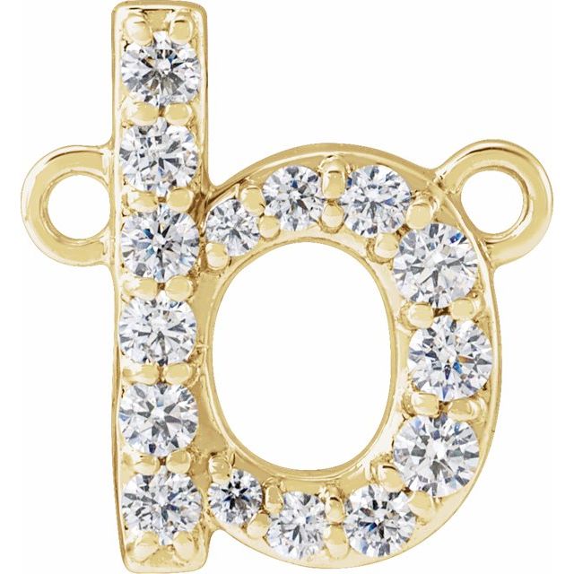 14K Yellow 1/8 CTW Lab-Grown Diamond Initial B Necklace Center