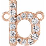 14K Rose 1/8 CTW Lab-Grown Diamond Initial B Necklace Center