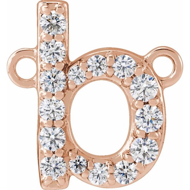 14K Rose 1/8 CTW Lab-Grown Diamond Initial B Necklace Center