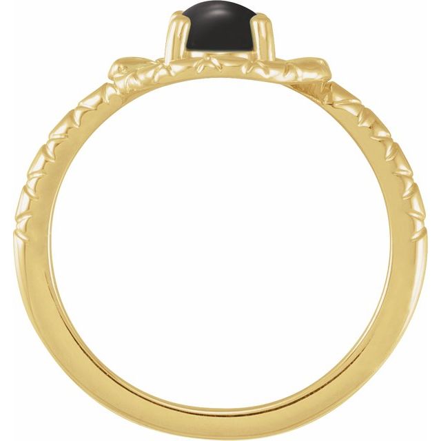 14K Yellow Natural Black Onyx Snake Ring