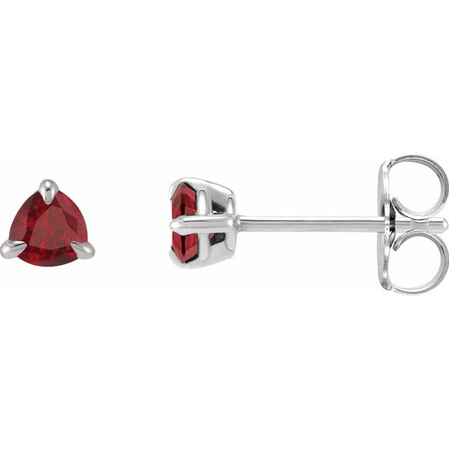 14K White 3.5 mm Natural Ruby Stud Earrings