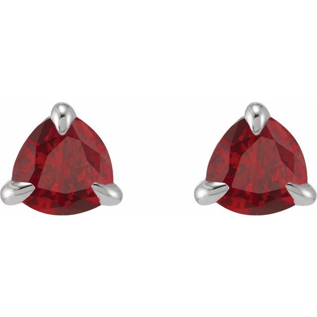 14K White 3.5 mm Natural Ruby Stud Earrings