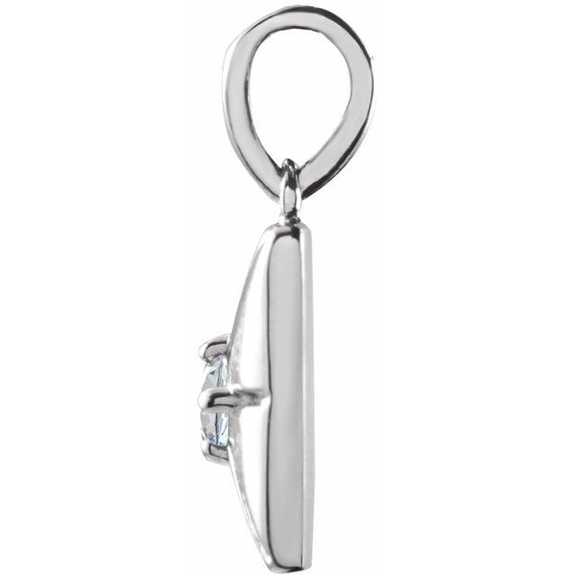 14K White Natural Diamond Pendant
