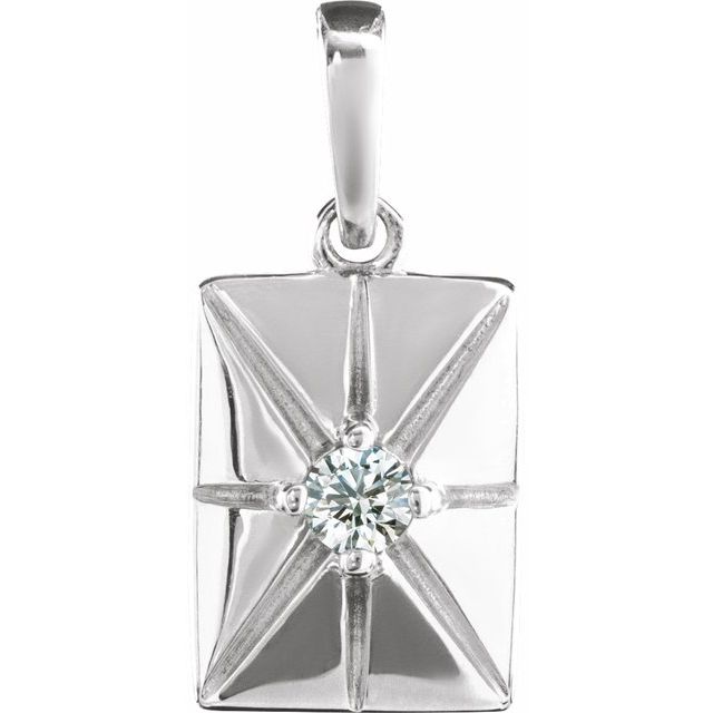 14K White Natural Diamond Pendant