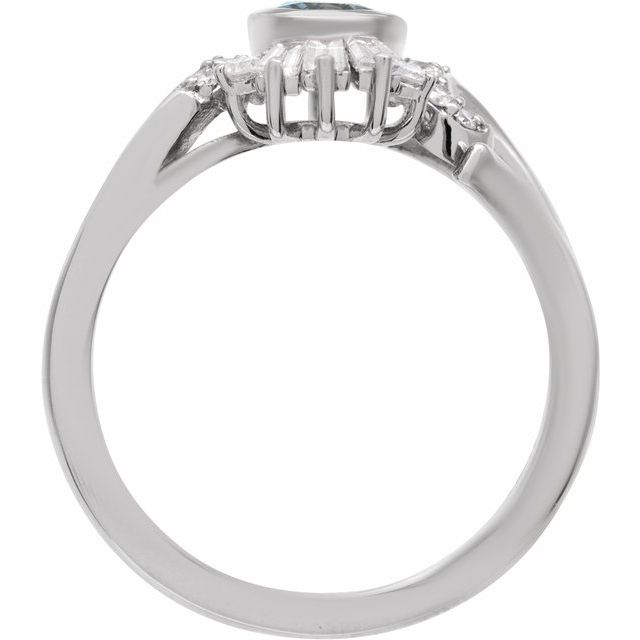 14K White Natural London Blue Topaz & 1/2 CTW Natural Diamond Halo-Style Ring