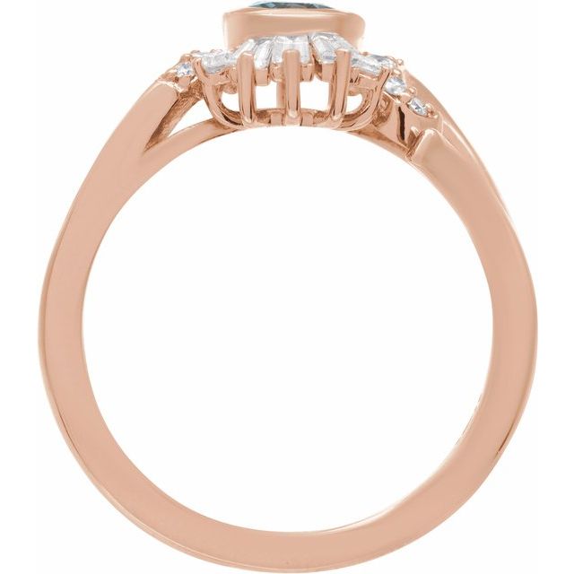 14K Rose Natural London Blue Topaz & 1/2 CTW Natural Diamond Halo-Style Ring
