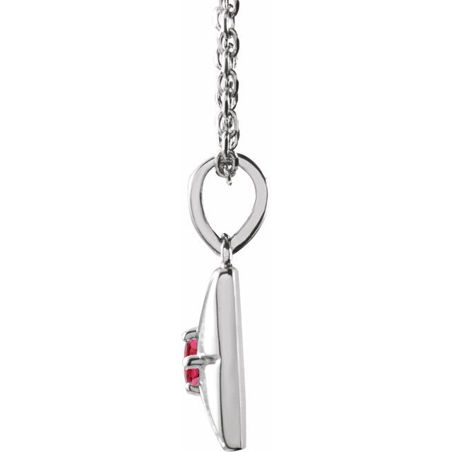 Sterling Silver Lab-Grown Ruby 16-18' Necklace