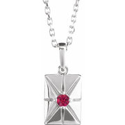 Sterling Silver Lab-Grown Ruby 16-18' Necklace
