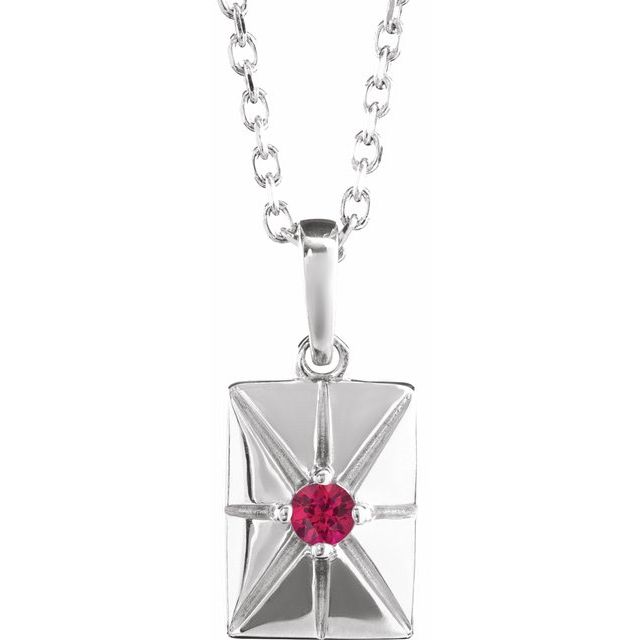Sterling Silver Lab-Grown Ruby 16-18' Necklace