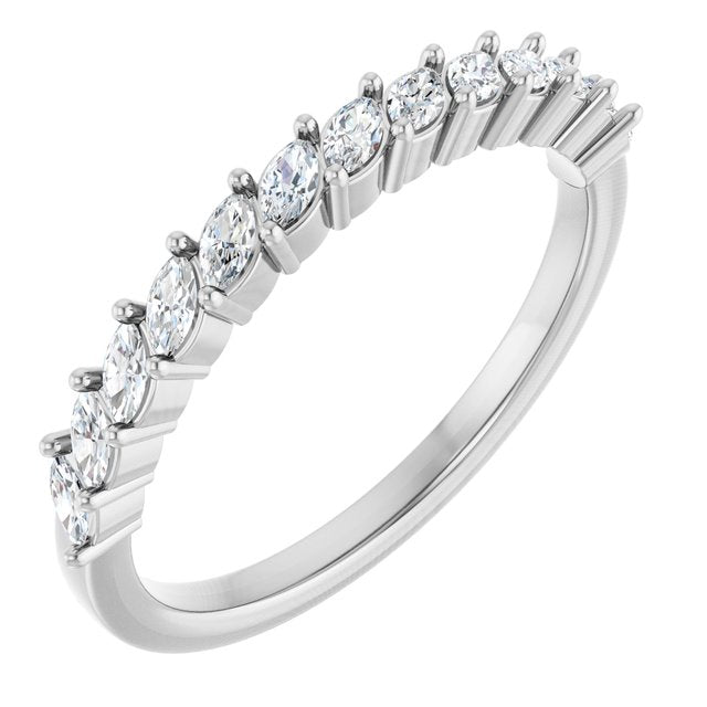 14K White 3/8 CTW Natural Diamond Anniversary Band