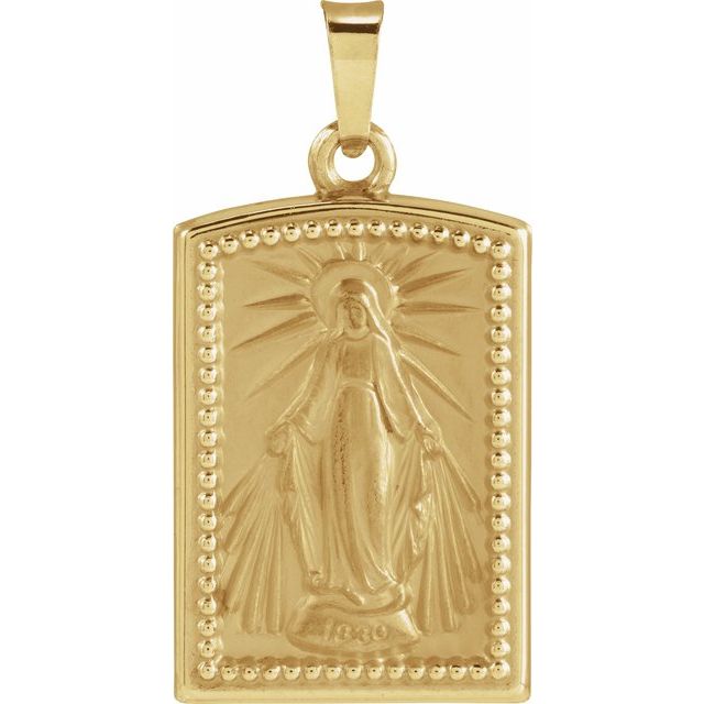 14K Yellow Miraculous Medal Pendant
