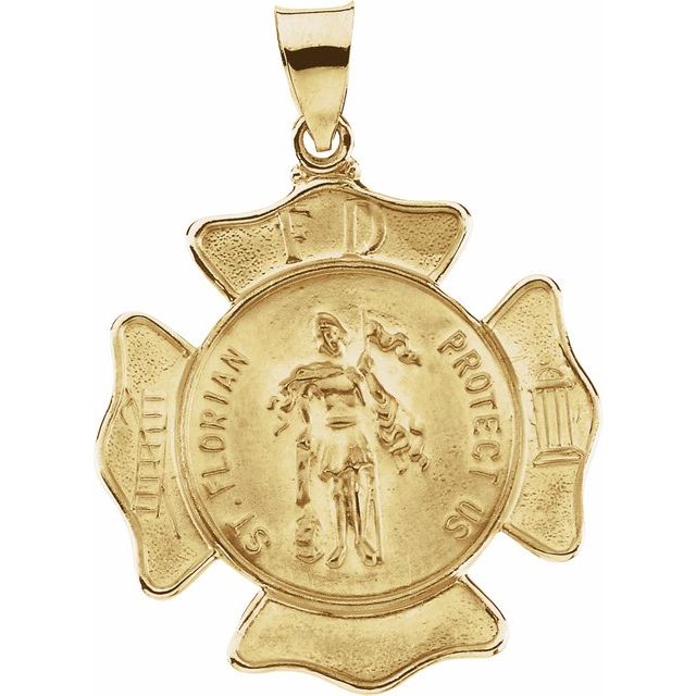 14K Yellow 25 mm Hollow St. Florian Medal