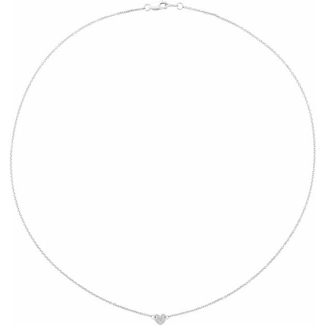 14K White 1-Heart Engravable Family 16' Necklace