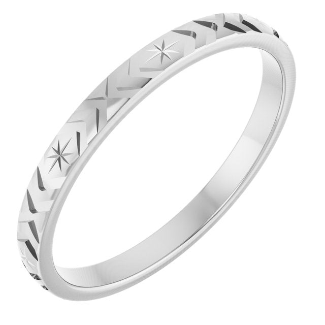 14K White Geometric Band Size 7