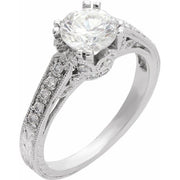 14K White 1/4 CTW Natural Diamond Semi-Set Engagement Ring