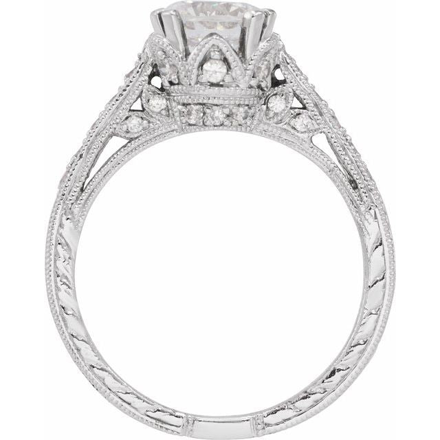 14K White 1/4 CTW Natural Diamond Semi-Set Engagement Ring
