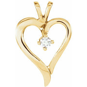 14K Yellow 1/10 CT Natural Diamond Heart Pendant