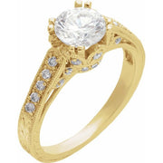 14K Yellow 1/4 CTW Natural Diamond Semi-Set Engagement Ring