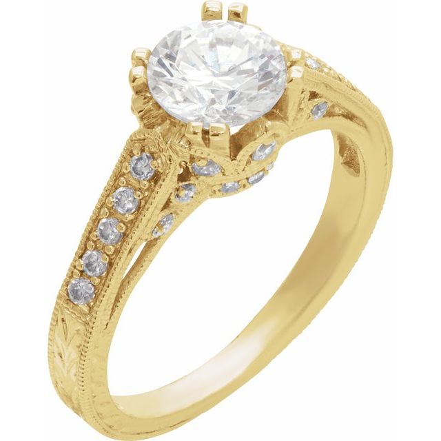 14K Yellow 1/4 CTW Natural Diamond Semi-Set Engagement Ring
