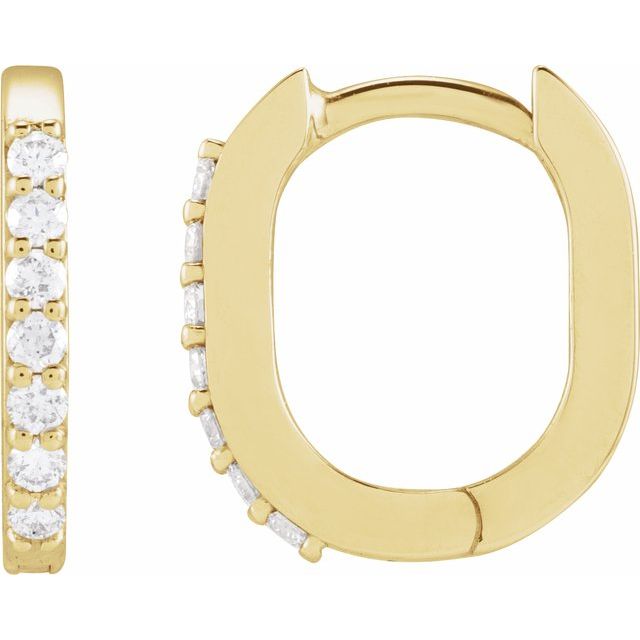 14k Yellow 1/6 Ctw Natural Diamond 15 Mm Hoop Earrings