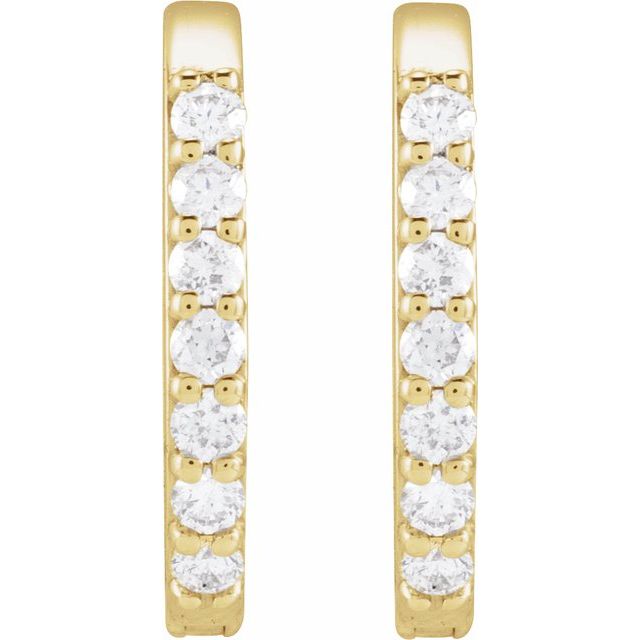 14k Yellow 1/6 Ctw Natural Diamond 15 Mm Hoop Earrings