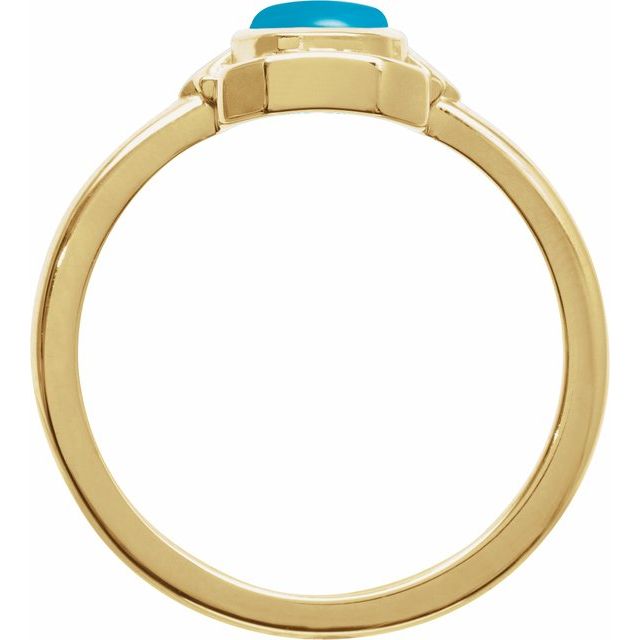 14K Yellow Natural Turquoise Cabochon Ring