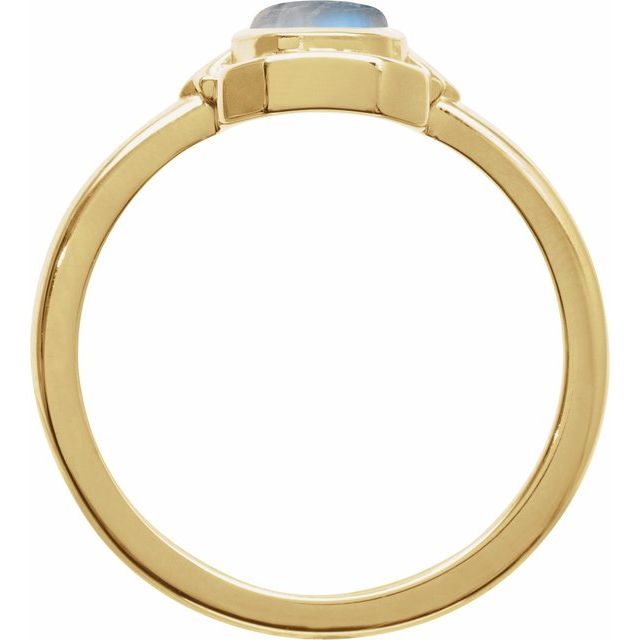 14K Yellow Natural Rainbow Moonstone Cabochon Ring