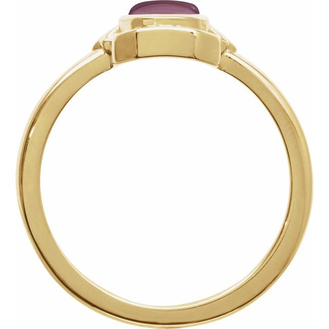 14K Yellow Natural Pink Tourmaline Cabochon Ring