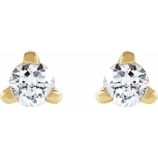 14K Yellow .03 CT Natural Diamond Press Fit Back Stud Earring
