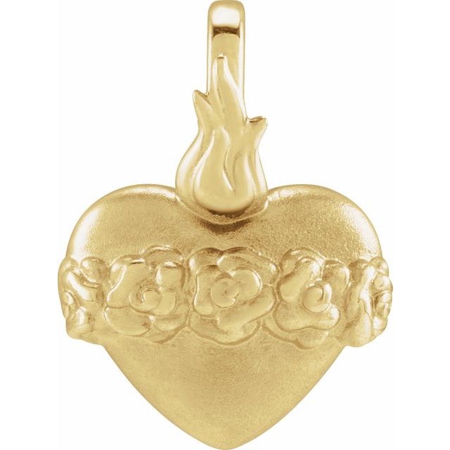 14K Yellow Immaculate Heart Of Mary Pendant